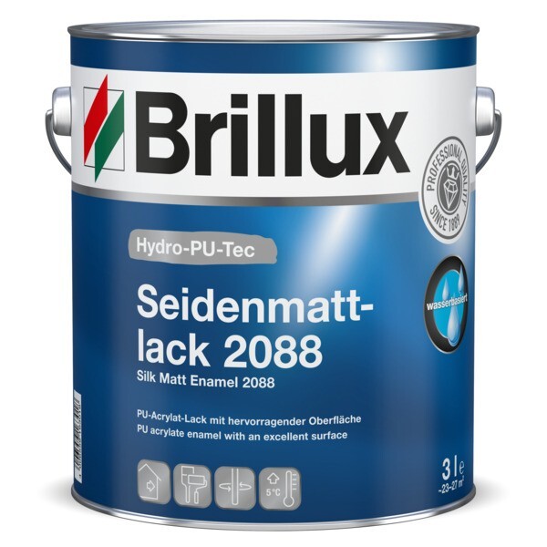 Brillux Hydro-PU-Tec Seidenmattlack 2088 - 3 ltr. Weiß _L