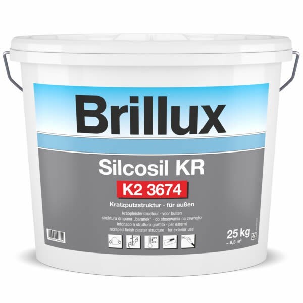 Brillux Silcosil KR K2 3674 Siliconverstärkter Kratzputz 25 KG 0095 weiß