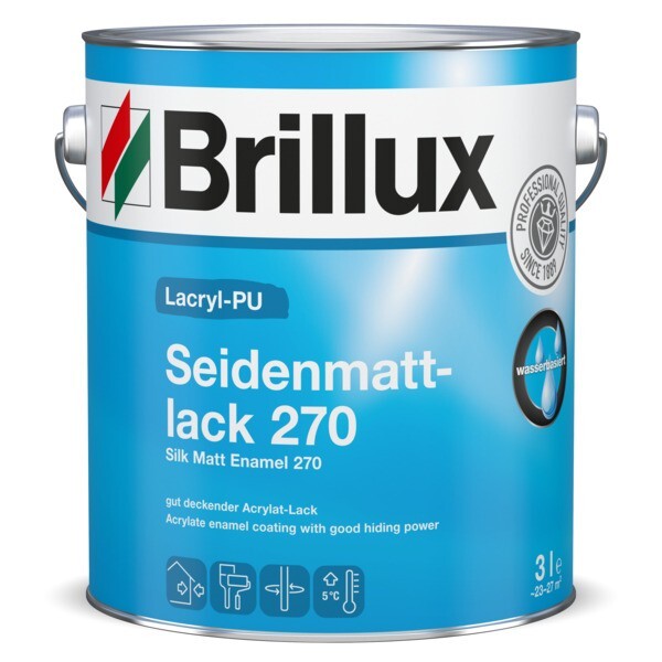 Brillux Lacryl-PU Seidenmattlack 270 seidenmatt weiß | 3 LTR _L