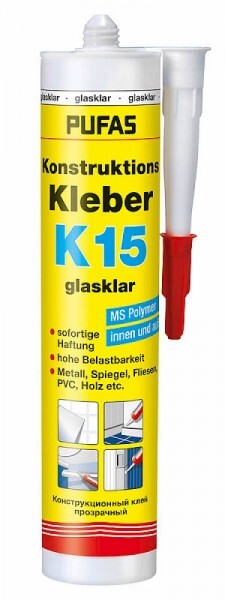 Pufas Konstruktions-Kleber K15 glasklar 300 g Kartusche