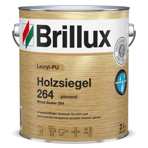 Brillux Lacryl-PU Holzsiegel 264 farblos glänzend 3 Ltr.