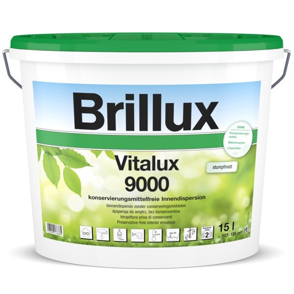 Brillux Vitalux 9000 stumpfmatt 5 ltr. weiß hochwertige konservierungsmittelfreie Innendispersion