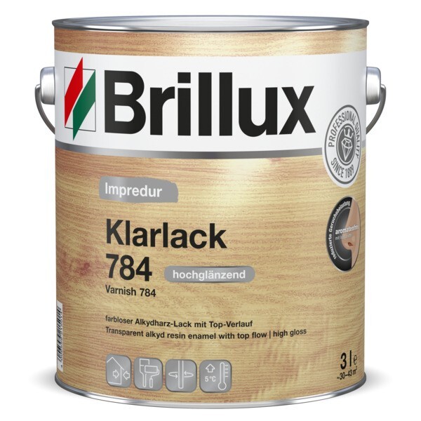 Brillux Impredur Hochglanz-Klarlack 784 farblos hochglänzend 3 LTR