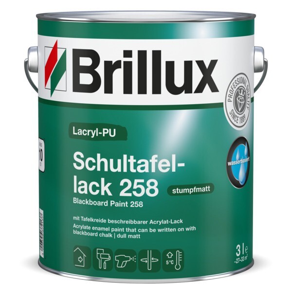 Brillux Lacryl-PU Schultafellack 258 Basis 10 3 Ltr. Achtung nicht getönt! bitte Farbton auswählen!
